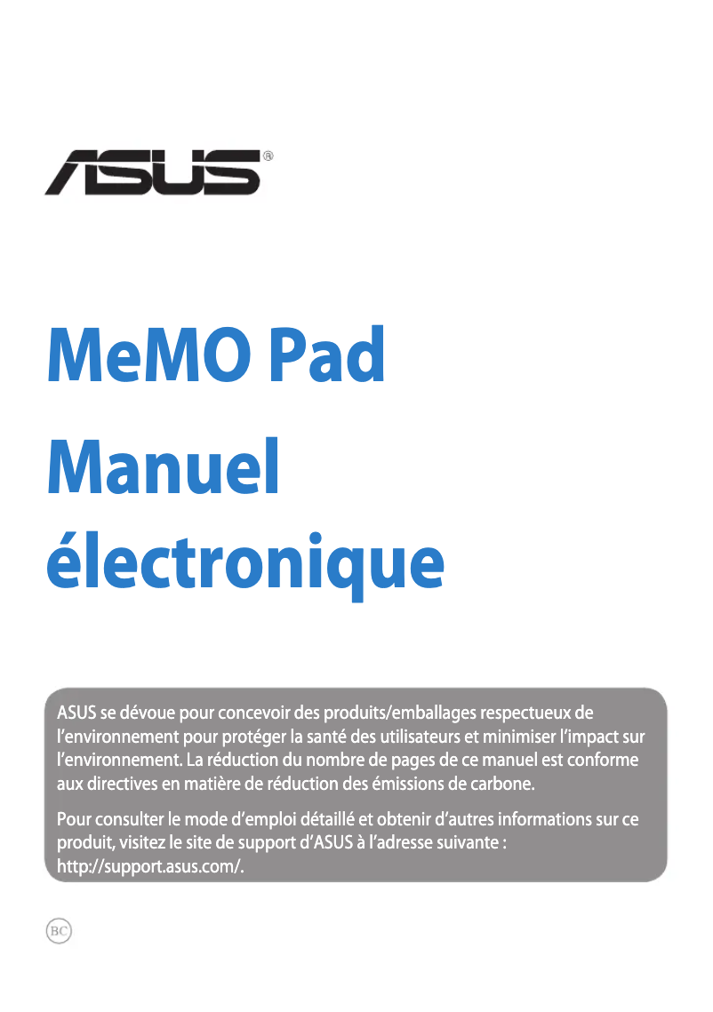 Page n°1 - Manuel utilisateur Asus MeMo Pad F8255