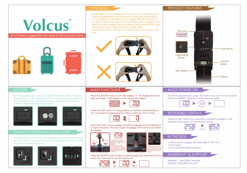 Page n°1 - Manuel utilisateur Volcus VC310