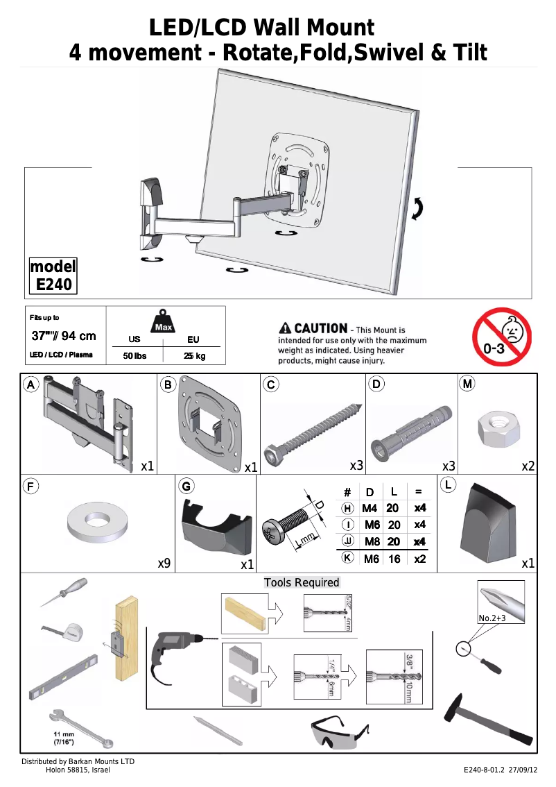 Page n°1 - Manuel utilisateur Barkan E240