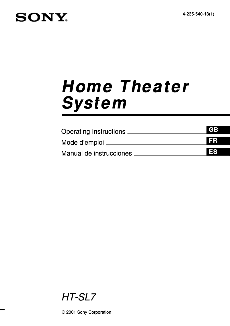 Image de la première page du manuel de l'appareil HT-SL7