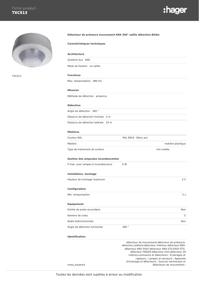 Image de la première page du manuel de l'appareil TXC513