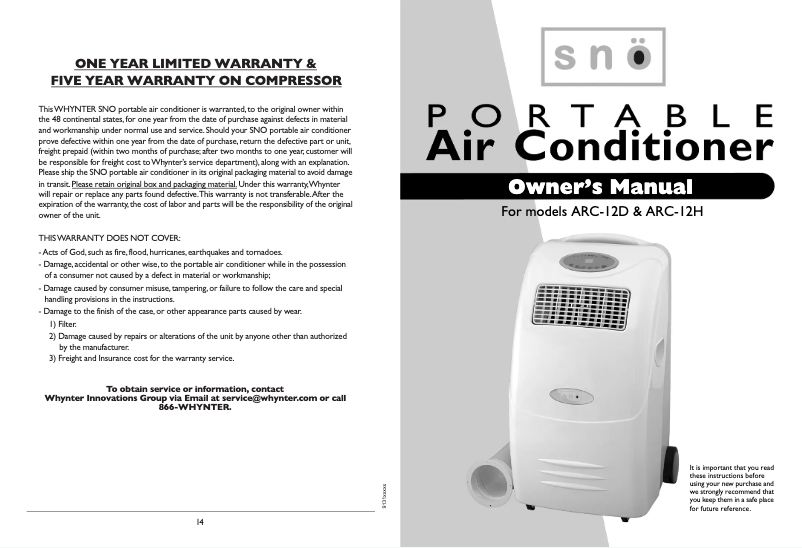Page n°1 - Manuel utilisateur Snö ARC-12H