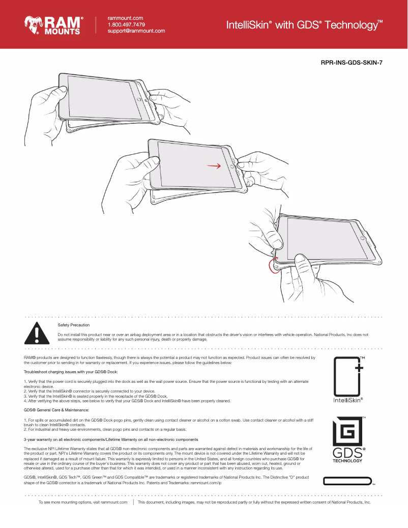 Page 1 de la notice Manuel utilisateur RAM Mount RAM-GDS-B-101L-SAM21U