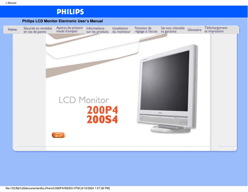 Image de la première page du manuel de l'appareil 200P4