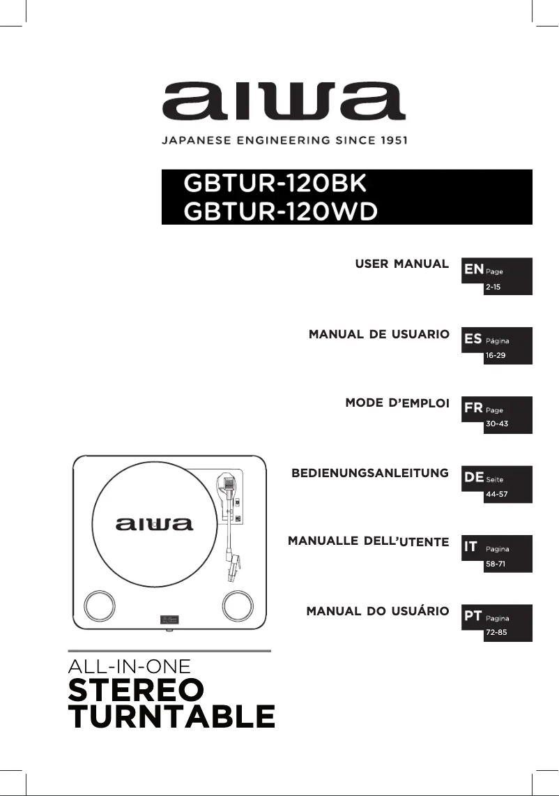 Page n°1 - Manuel utilisateur Aiwa GBTUR-120WD
