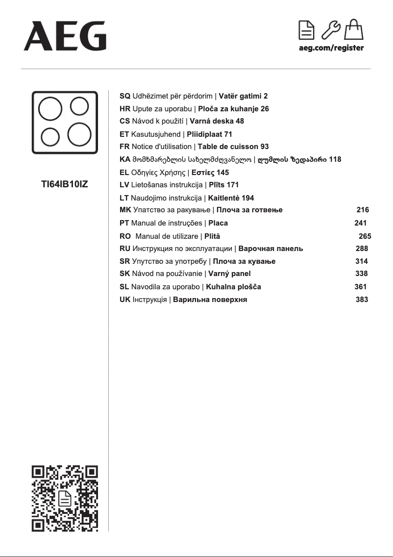 Page n°1 - Manuel utilisateur AEG TI64IB10IZ