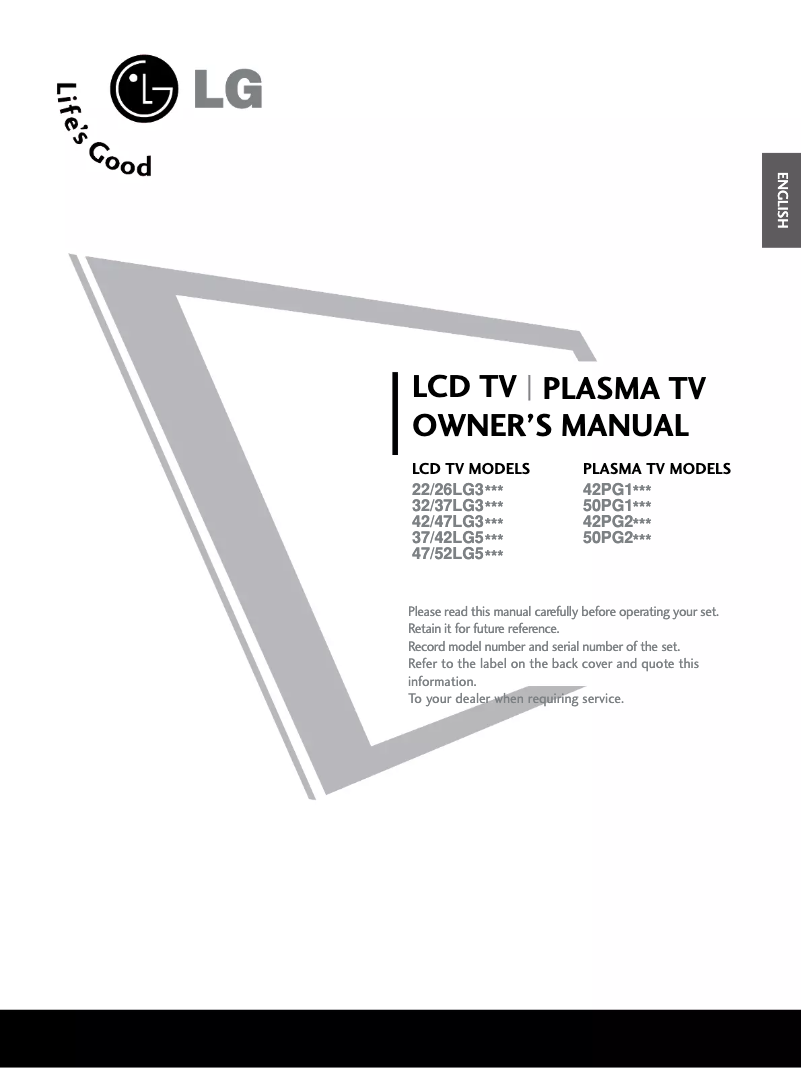 Page 1 de la notice Manuel utilisateur LG 50PG21R