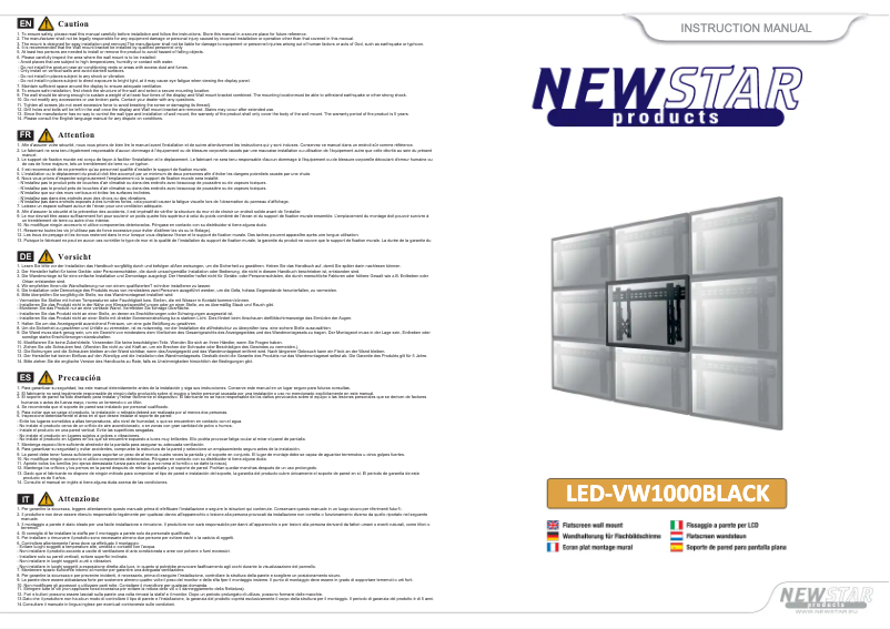 Page 1 de la notice Manuel utilisateur Newstar LED-VW1000