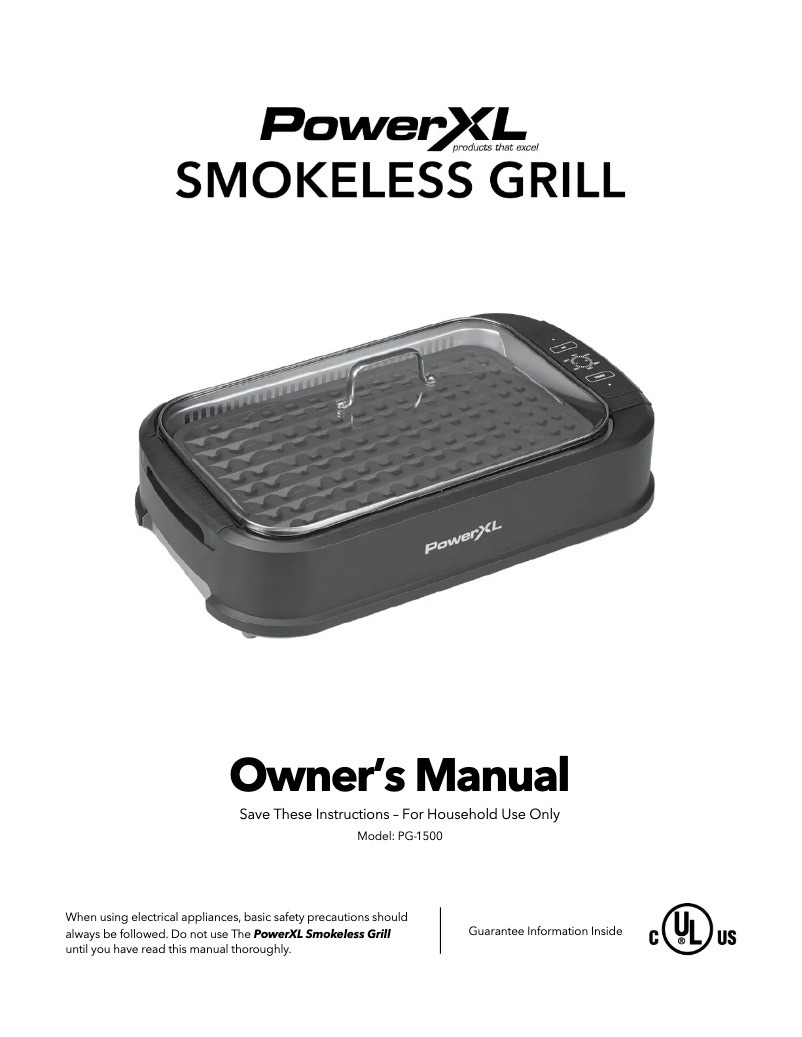 Image de la première page du manuel de l'appareil Smokeless Grill PG-1500