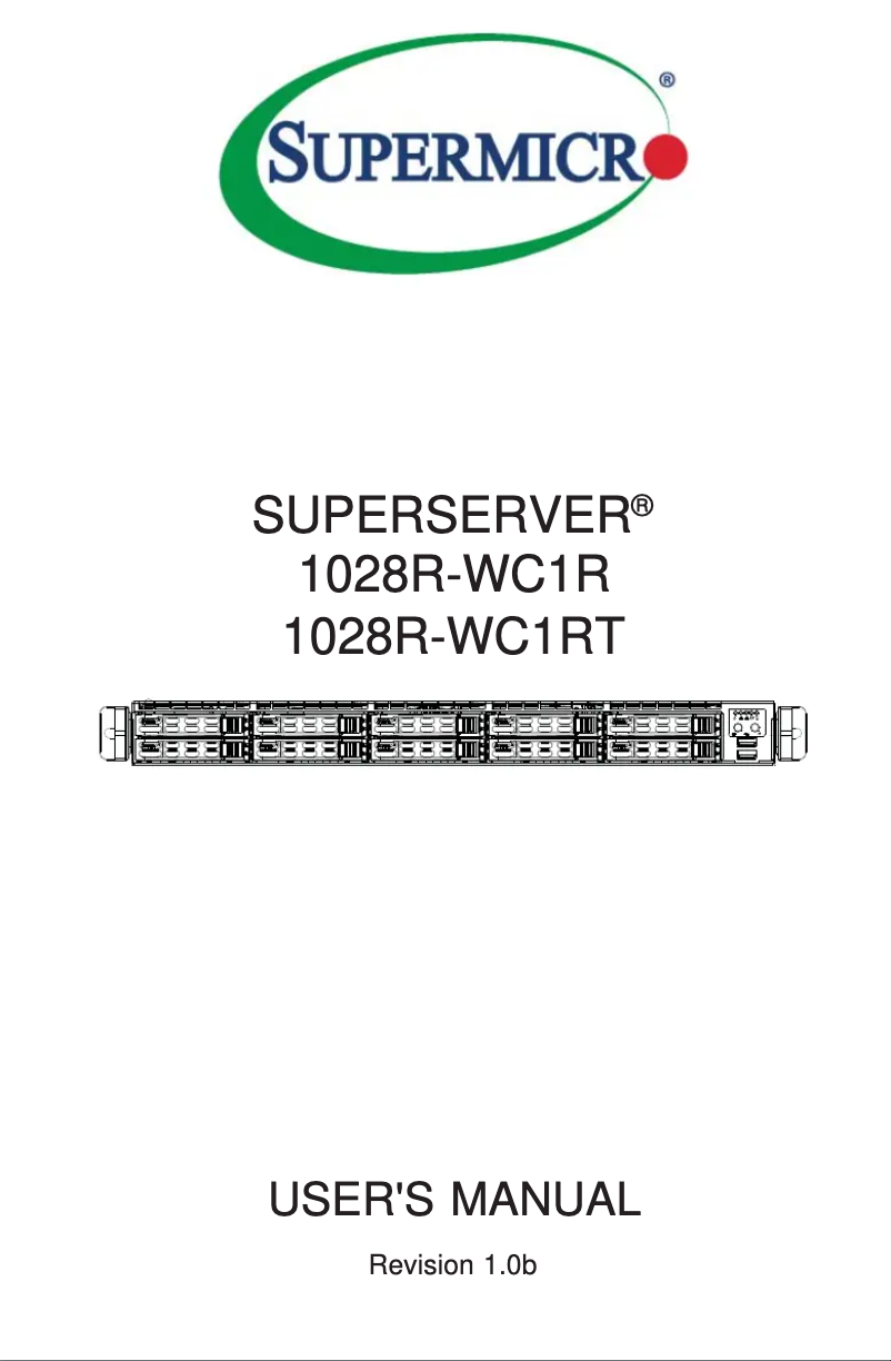 Page 1 de la notice Manuel utilisateur Supermicro SuperServer 1028R-WC1RT