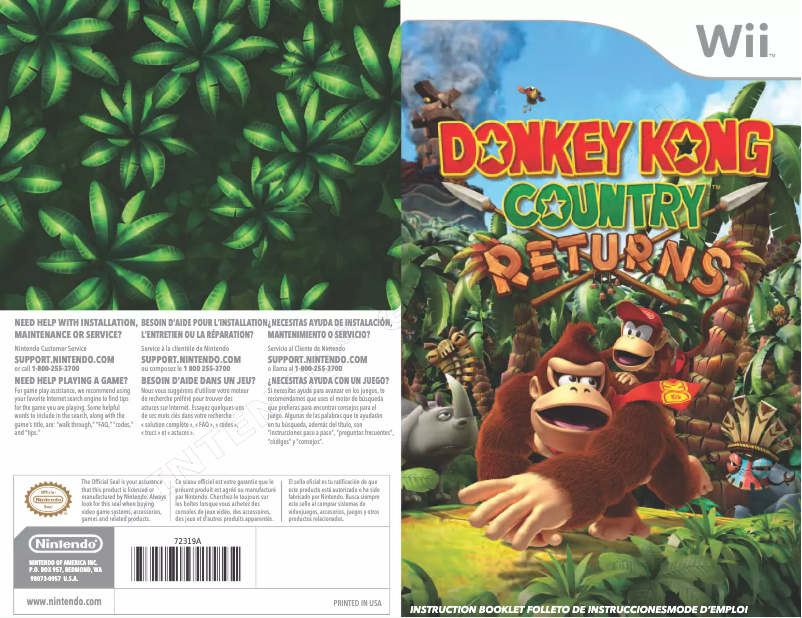 Page 1 de la notice Manuel utilisateur Nintendo Donkey Kong Country Returns (Wii)