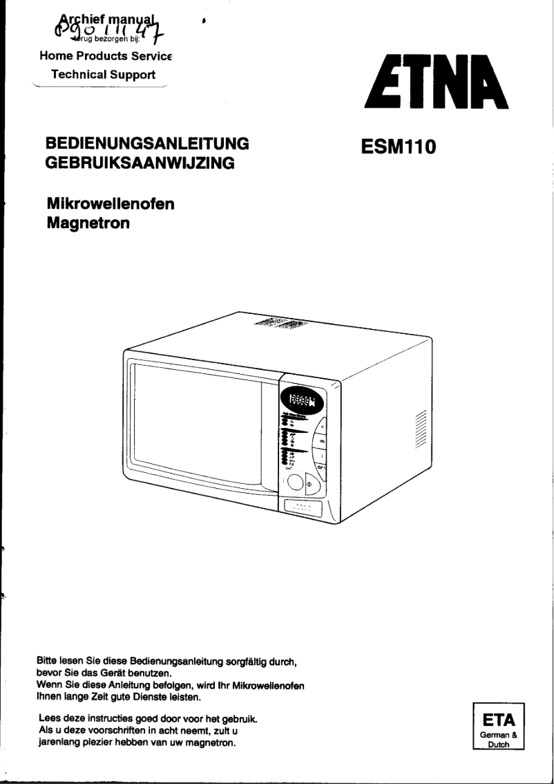 Image de la première page du manuel de l'appareil ESM110