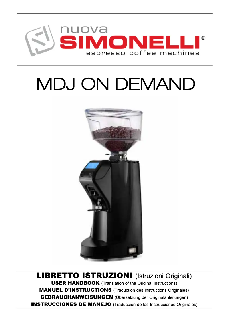 Page 1 de la notice Manuel utilisateur Nuova Simonelli MDJ On-Demand