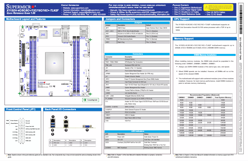 Image de la première page du manuel de l'appareil X11SDV-12C-TLN2F