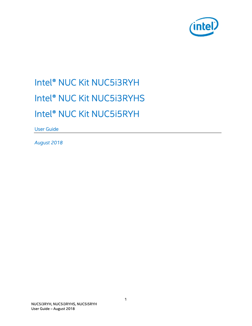 Page 1 de la notice Manuel utilisateur Intel NUC5i3RYHS
