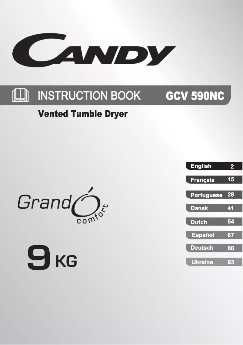 Page n°1 - Manuel utilisateur Candy GCV 590NC-S