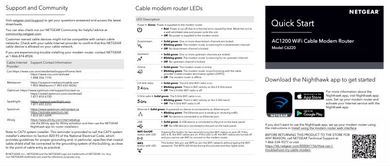 Page 1 de la notice Guide d'installation Netgear C6220