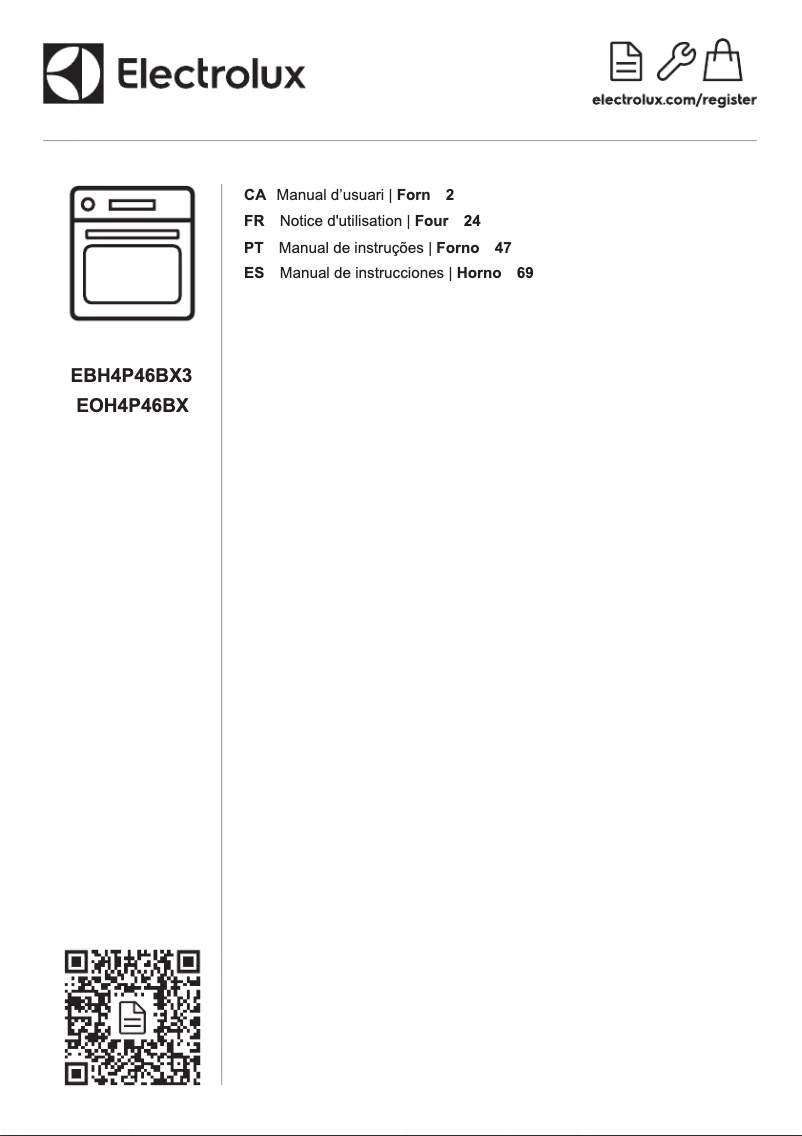Page 1 de la notice Manuel utilisateur Electrolux EOH4P46BX