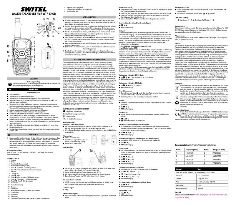 Page 1 de la notice Mode d'emploi Switel WTF3700B