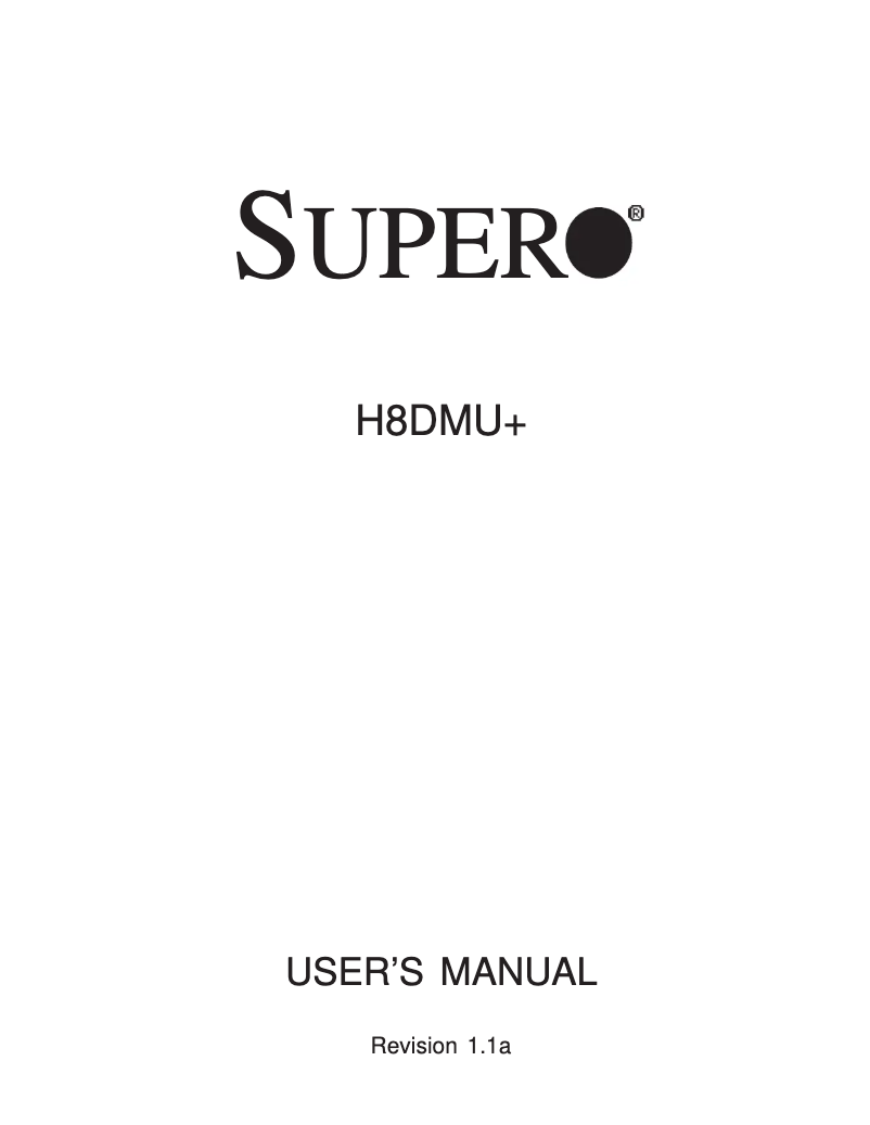 Page n°1 - Manuel utilisateur Supermicro MBD-H8DMU+-B