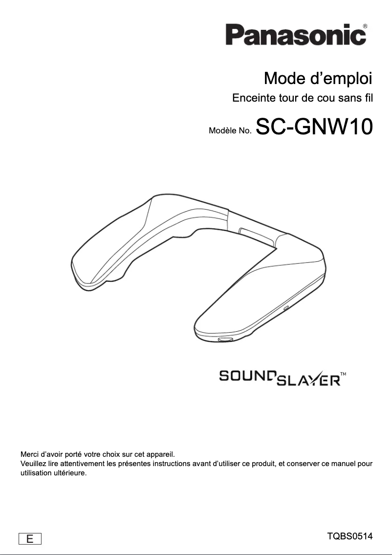 Page 1 de la notice Manuel utilisateur Panasonic SoundSlayer SC-GNW10
