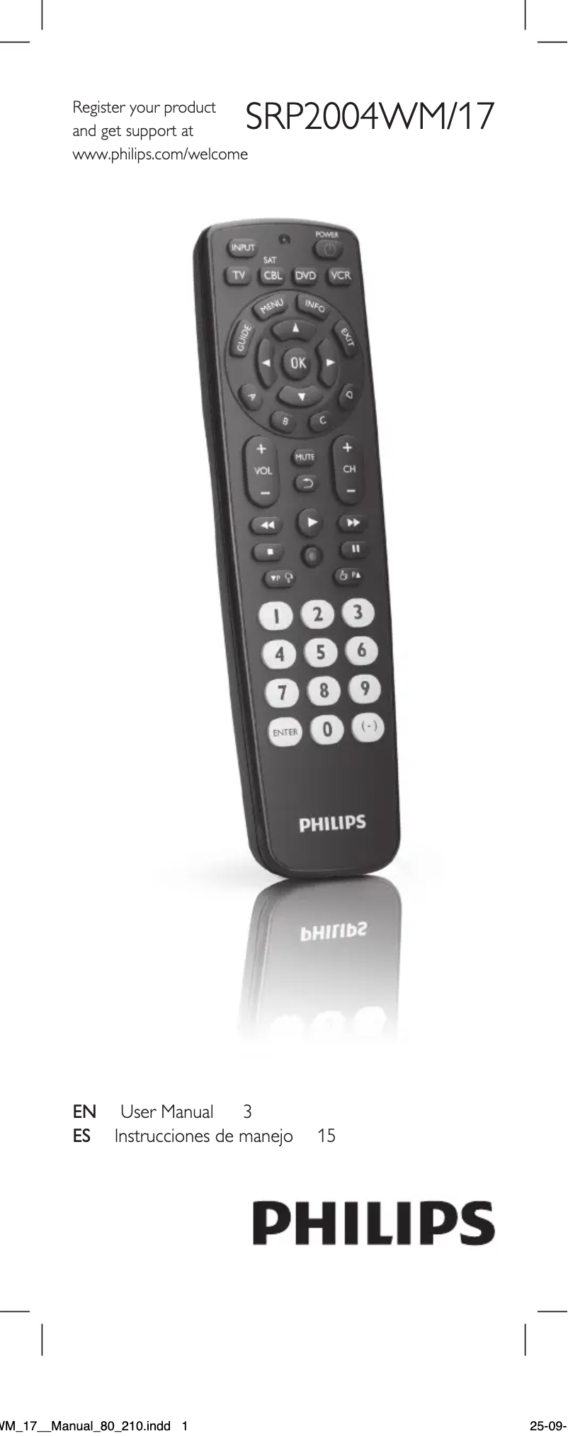 Page 1 de la notice Manuel utilisateur Philips SRP2004WM