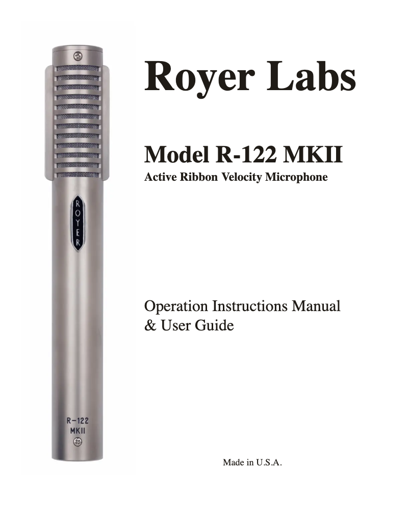 Image de la première page du manuel de l'appareil R-122 MKII