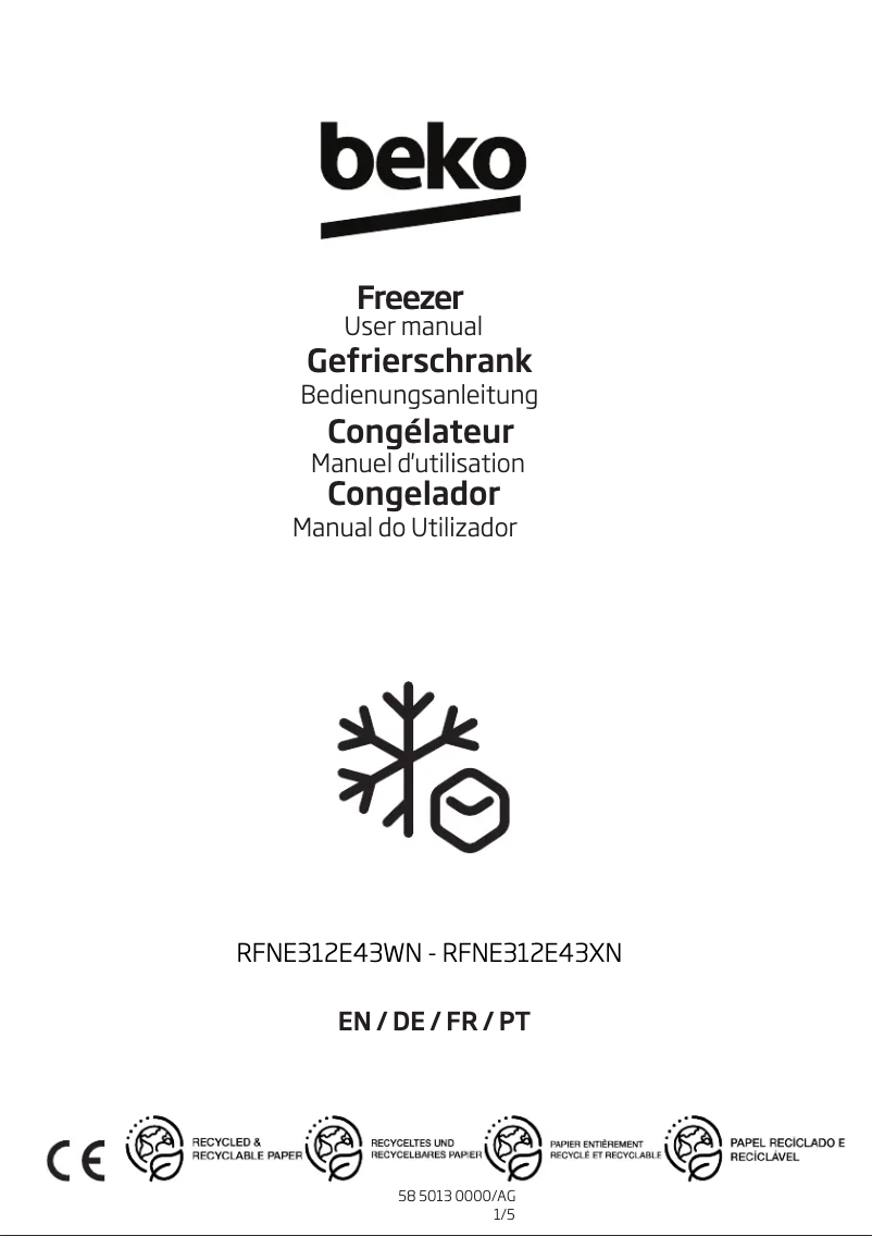 Page n°1 - Manuel utilisateur Beko RFNE312E43WN