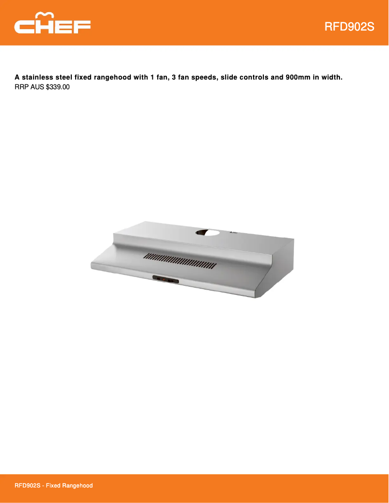 Page 1 de la notice Fiche technique Chef RFD902S