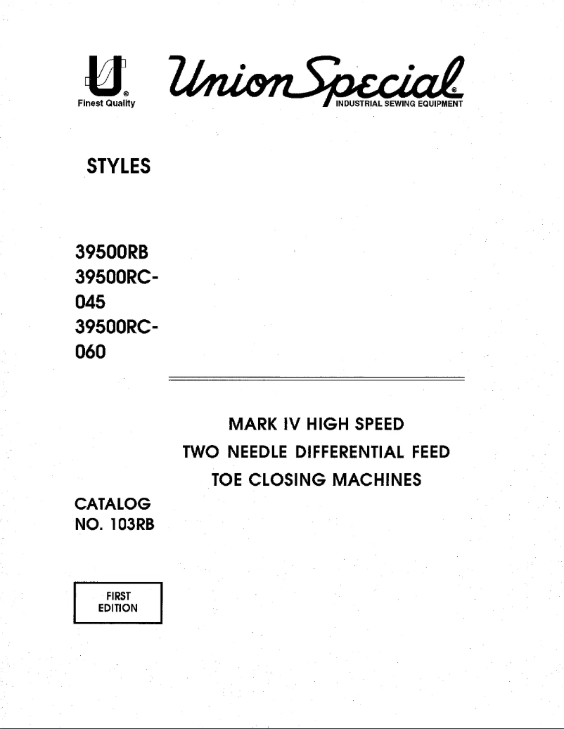 Page 1 de la notice Manuel utilisateur Union Special 39500RC-045