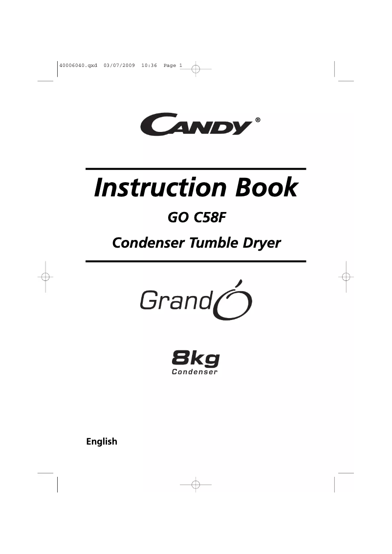 Page n°1 - Manuel utilisateur Candy GO V58F