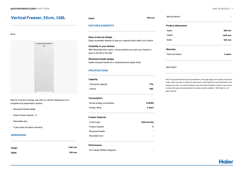 Image de la première page du manuel de l'appareil HVF175VW