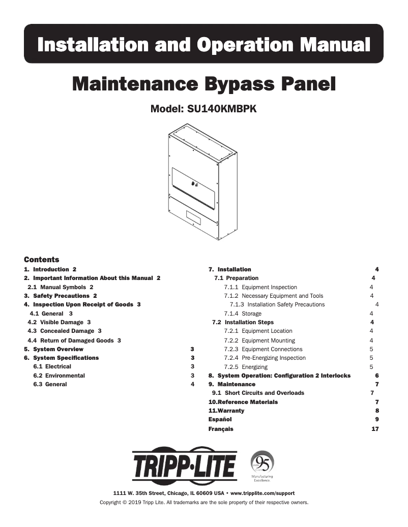 Page 1 de la notice Manuel utilisateur Tripp Lite SU140KMBPK