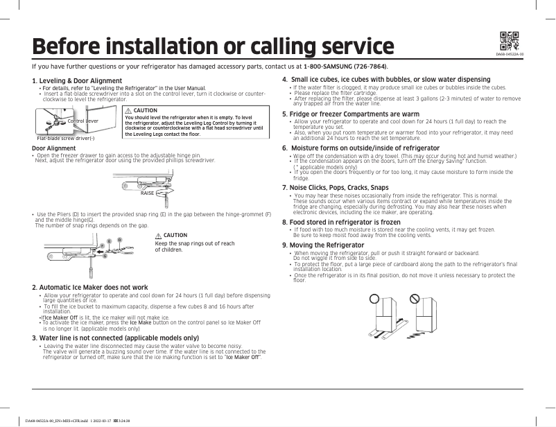 Page n°1 - Guide de démarrage rapide Samsung RF25C5151SR