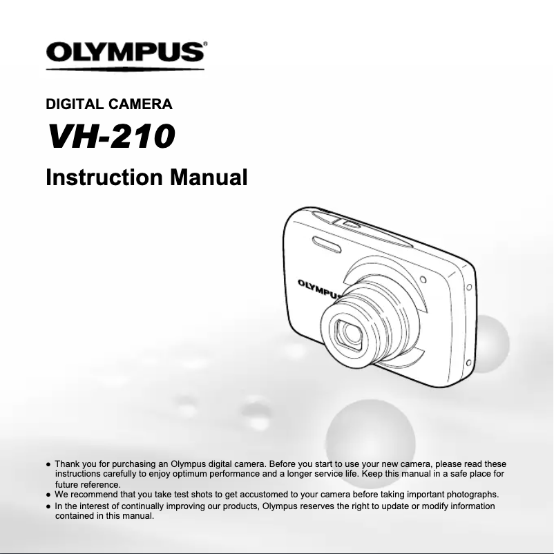 Page n°1 - Manuel utilisateur Olympus VH-210