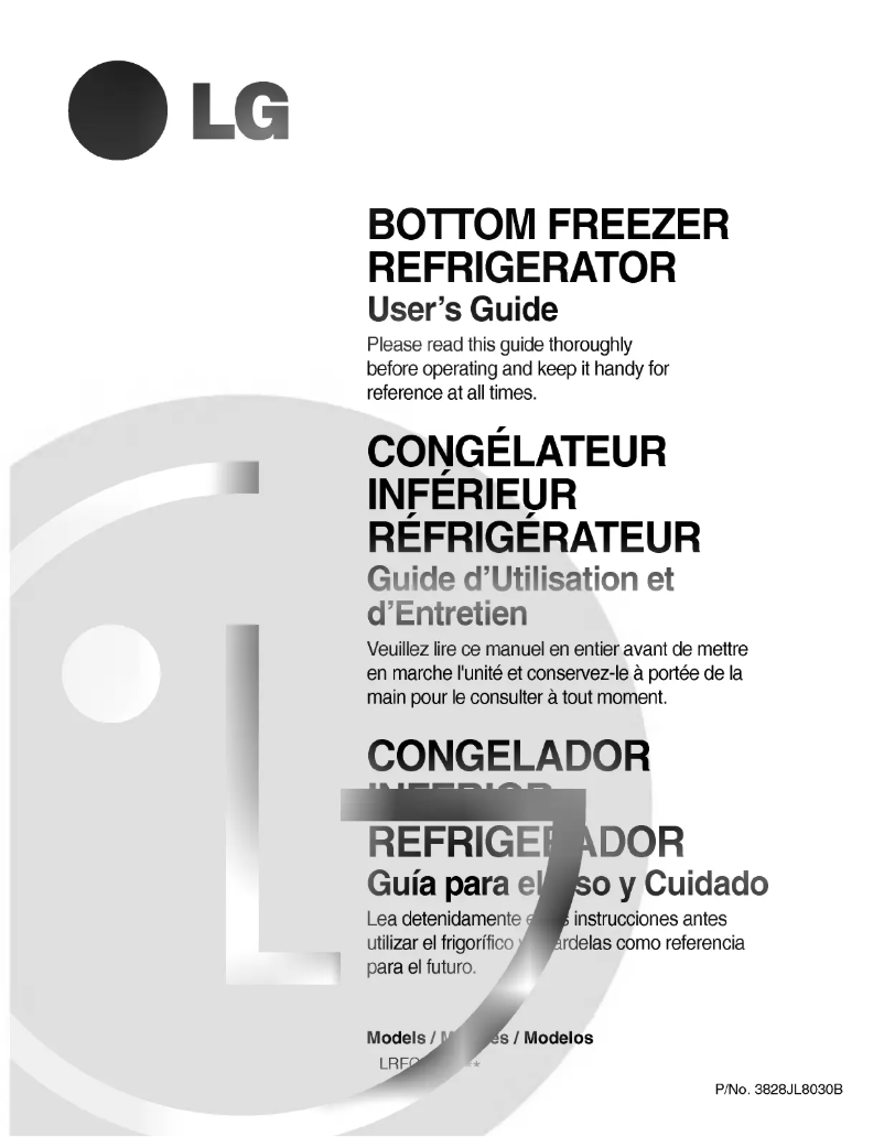 Image de la première page du manuel de l'appareil GR-B258JVAA