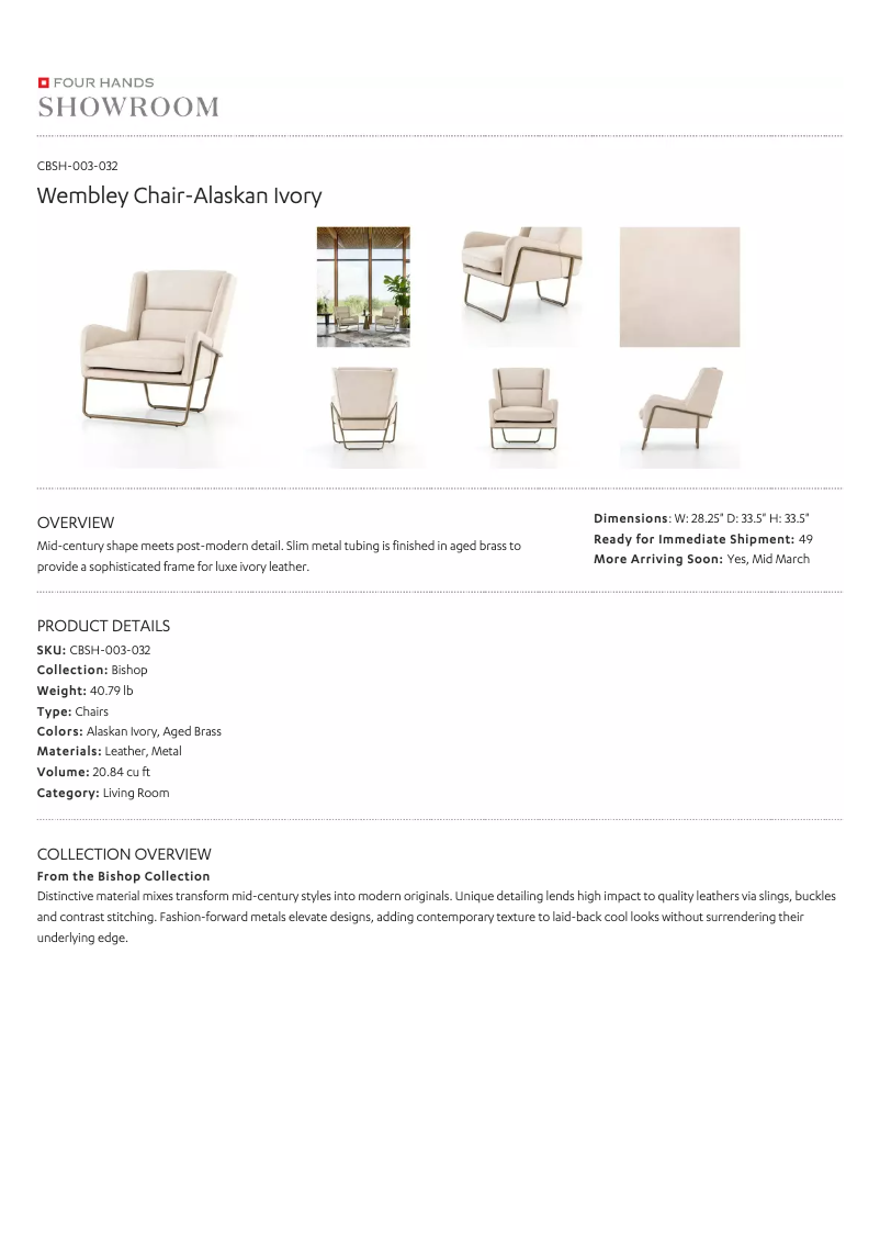 Page 1 de la notice Manuel utilisateur Four Hands CBSH-003-032