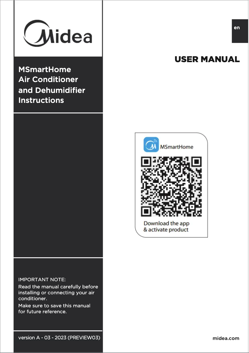 Página 1 del manual Manual de usuario Midea MAP14AHS1TWT