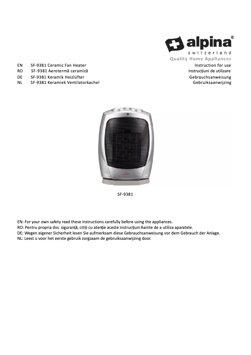Página 1 del manual Manual de usuario Alpina SF-9381