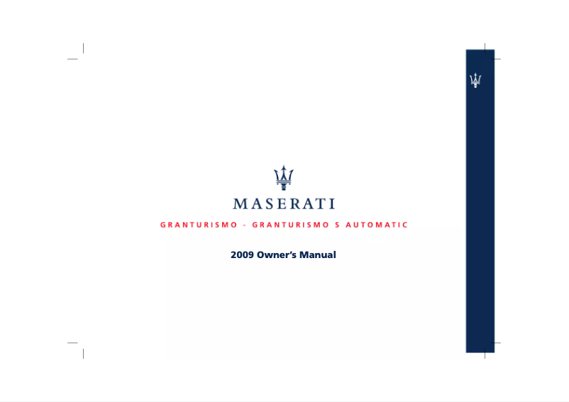 Image de la première page du manuel de l'appareil GranTurismo (2009)