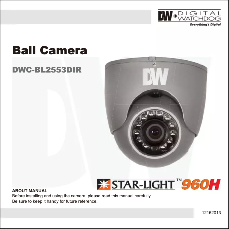 Page 1 de la notice Manuel utilisateur Digital Watchdog Star-Light 960H DWC-BL2553DIR