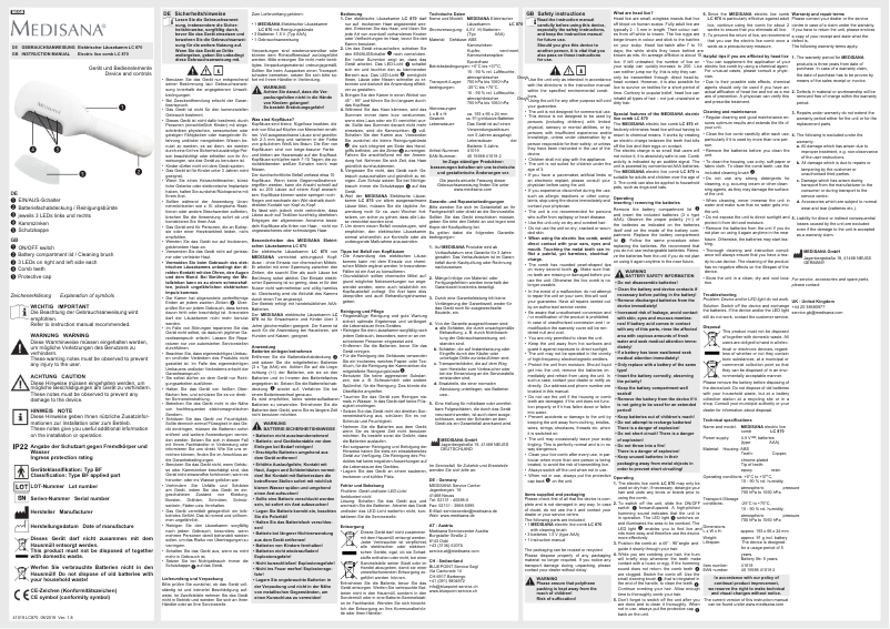 Page 1 de la notice Manuel utilisateur Medisana LC 870