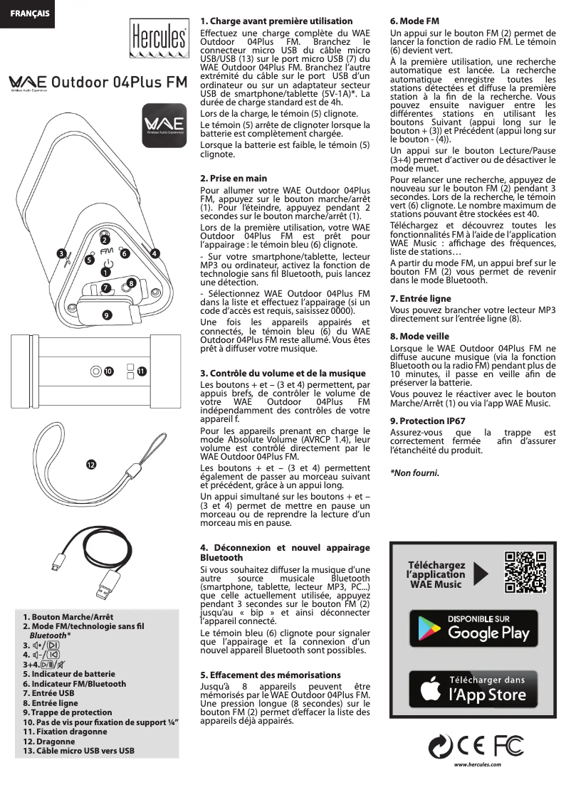 Image de la première page du manuel de l'appareil WAE Outdoor 04Plus FM
