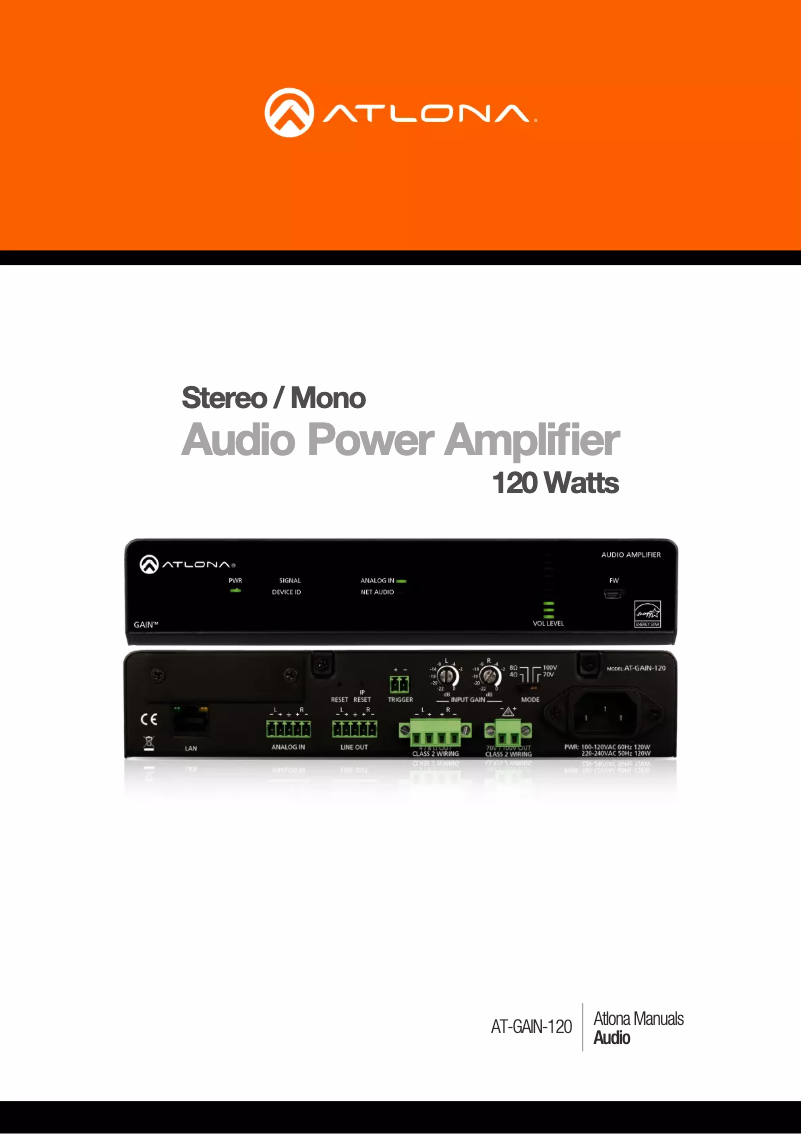 Page 1 de la notice Manuel utilisateur Atlona AT-GAIN-120