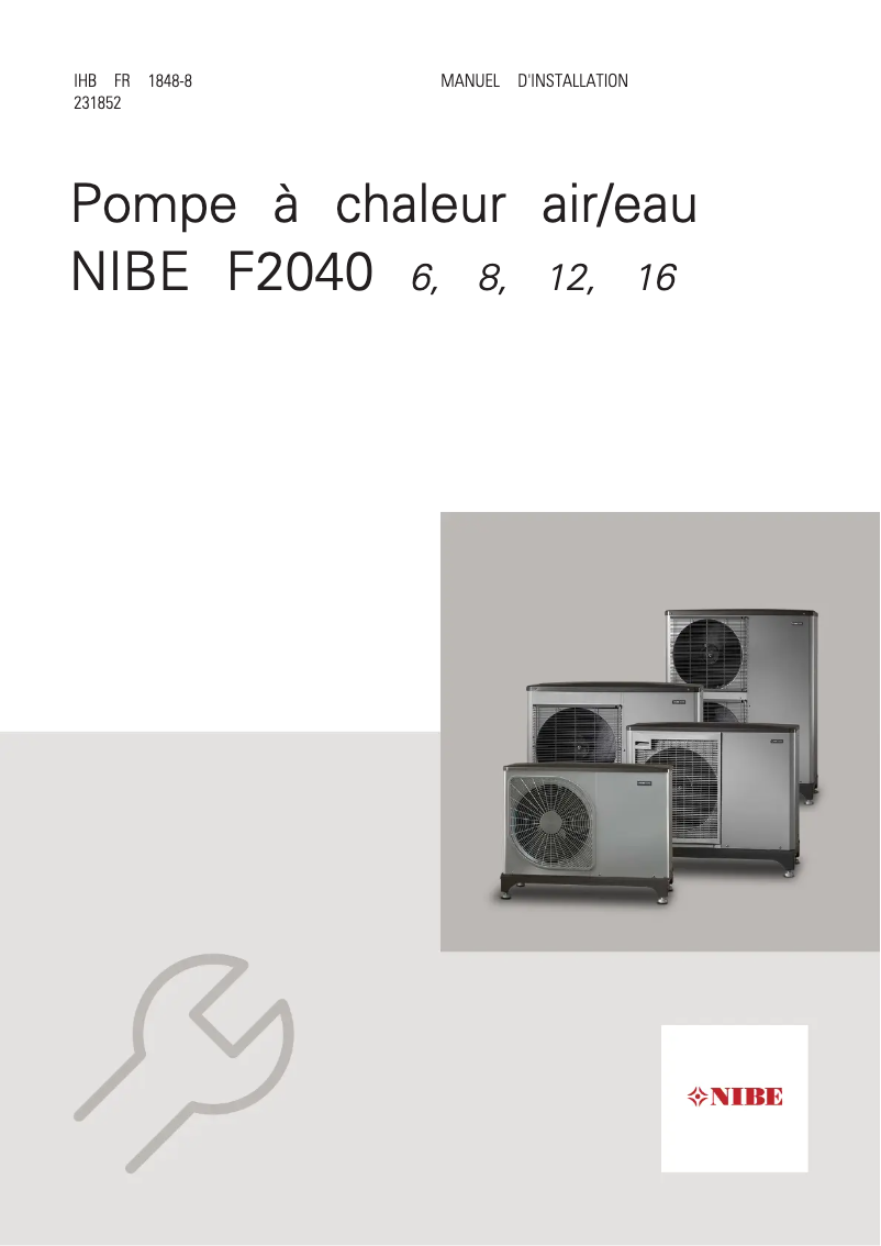 Image de la première page du manuel de l'appareil F2040-16