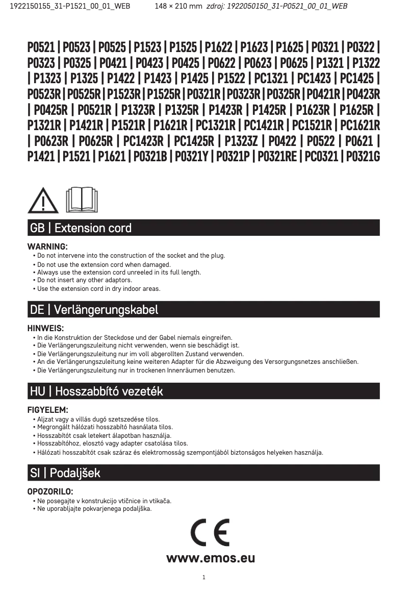 Page n°1 - Manuel utilisateur Emos P1521