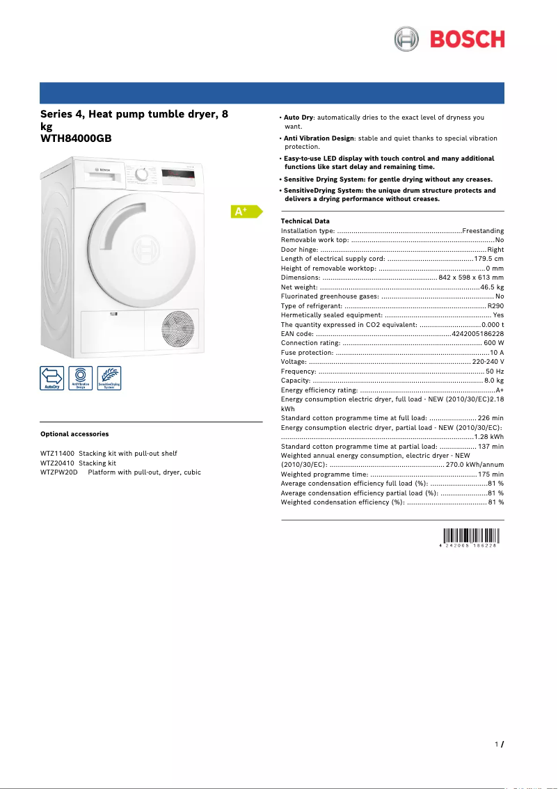 Image de la première page du manuel de l'appareil WTH84000GB