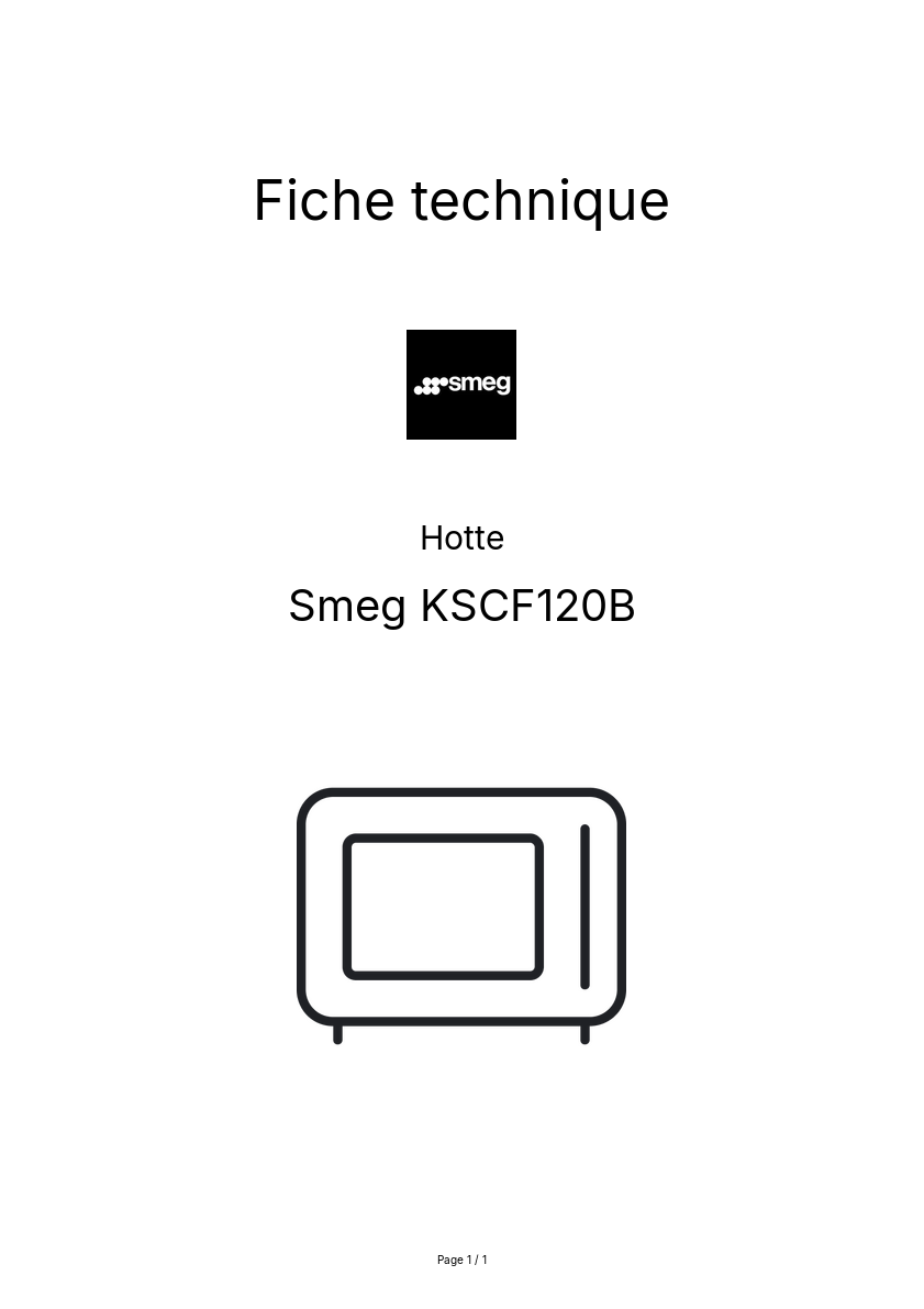 Page n°1 - Fiche technique Smeg KSCF120B