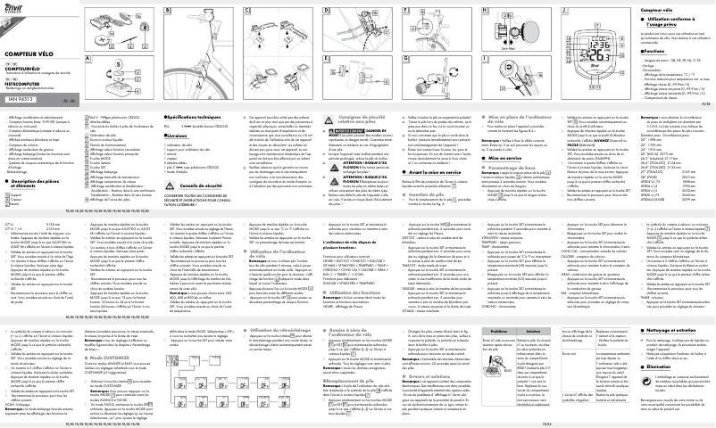 Page 1 de la notice Manuel utilisateur Crivit Z31335B