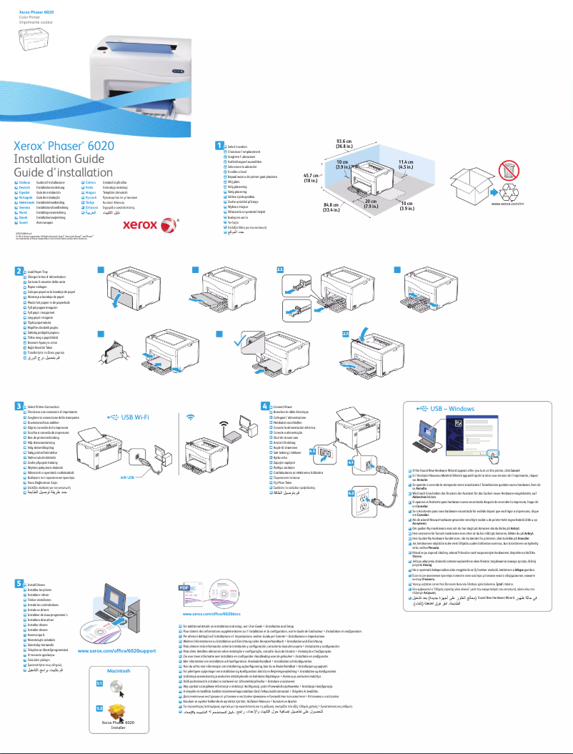 Page 1 de la notice Guide d'installation Xerox Phaser 6020